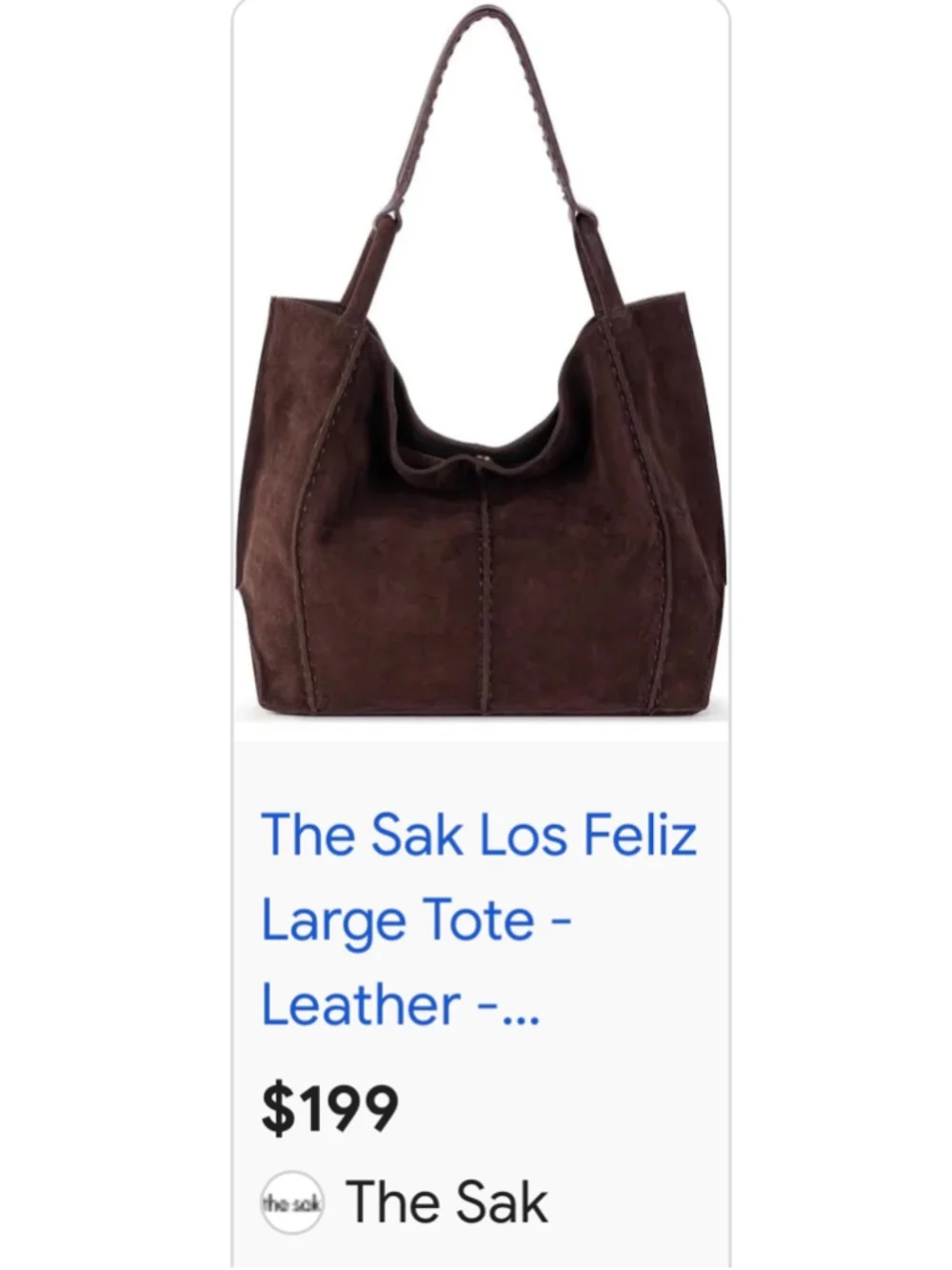 Women's The Sak Los Feliz Large Suede Tote Bag, Brown